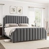 Queen Size Platform Bed Frame with 50.2" Headboard, Velvet Upholstered Bed Frame - 4 of 4