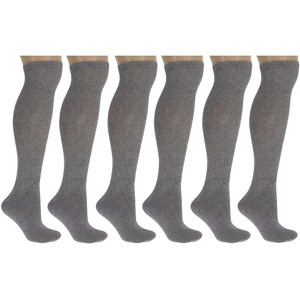 Men’s Diabetic Over the Calf Knee Socks – 6 Pairs, Non-Binding Top, Extra Wide & Cushioned, Size 9-11, 10-13, 13-15 - 1 of 2