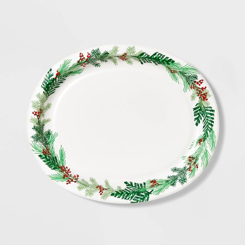 HEFTY Christmas HOLIDAY 5 Compartment + Foam Plates Trays GREEN HOLLY