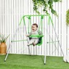 Outsunny Toddler Swing Set with Metal Stand, Safety Seat Belt, Baby Swing Set for Kids Aged 6-36 Months, Green - 3 of 4