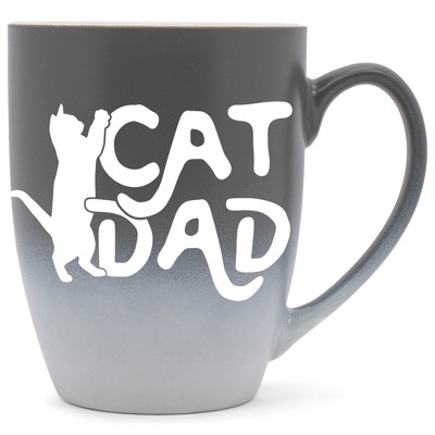 Elanze Designs Cat Dad Two Toned Ombre Matte Grey and White 12 ounce Ceramic Stoneware Coffee Cup Mug