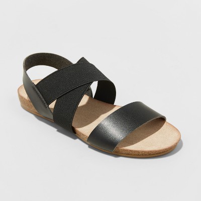 target black strap sandals