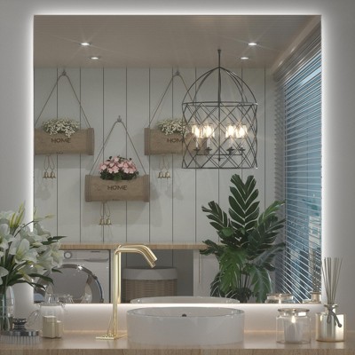 Keonjinn LED Backlit Bathroom Vanity Wall Mirror, 3 Color Temperatures Dimmable, Anti-Fog
