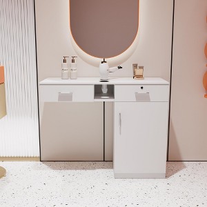 Salon Station, Wall Mount Styling Salon Stations, Minimalist Barber Shampoo Station Storage Cabinet For Barbershop, Bathroom, Beauty Parlor - 1 of 4
