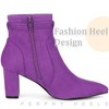 Perphy Women's Pointed Toe Bow Chunky Heel Ankle Boots - 4 of 4