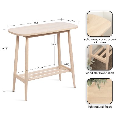 Natural Light Wood Console Table with Storage Shelf