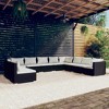 vidaXL 10 Piece Black and Cream Patio Lounge Set in Poly Rattan - Cushioned Furniture for Garden, Patio, Deck - 2 of 4