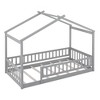 CAVINAS Twin Size Wood Montessori Bed,Modern Floor Bed with House Shaped Frame and Safety Fence,Toddler Bed for Bedroom,Gray - 4 of 4
