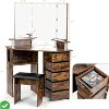 Corner Vanity Table w/5 Rotating Drawers 3 Color Lighting Brightness Adjustable - 2 of 4