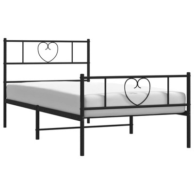 vidaXL Powder-Coated Steel Bed Frame with Headboard, Footboard & Extra Storage Space