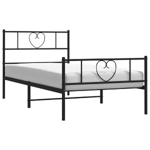 vidaXL Powder-Coated Steel Bed Frame with Headboard, Footboard & Extra Storage Space - 1 of 4
