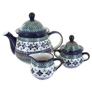 Blue Rose Polish Pottery 1700 Zaklady 3 Piece Tea Set - 1 of 1