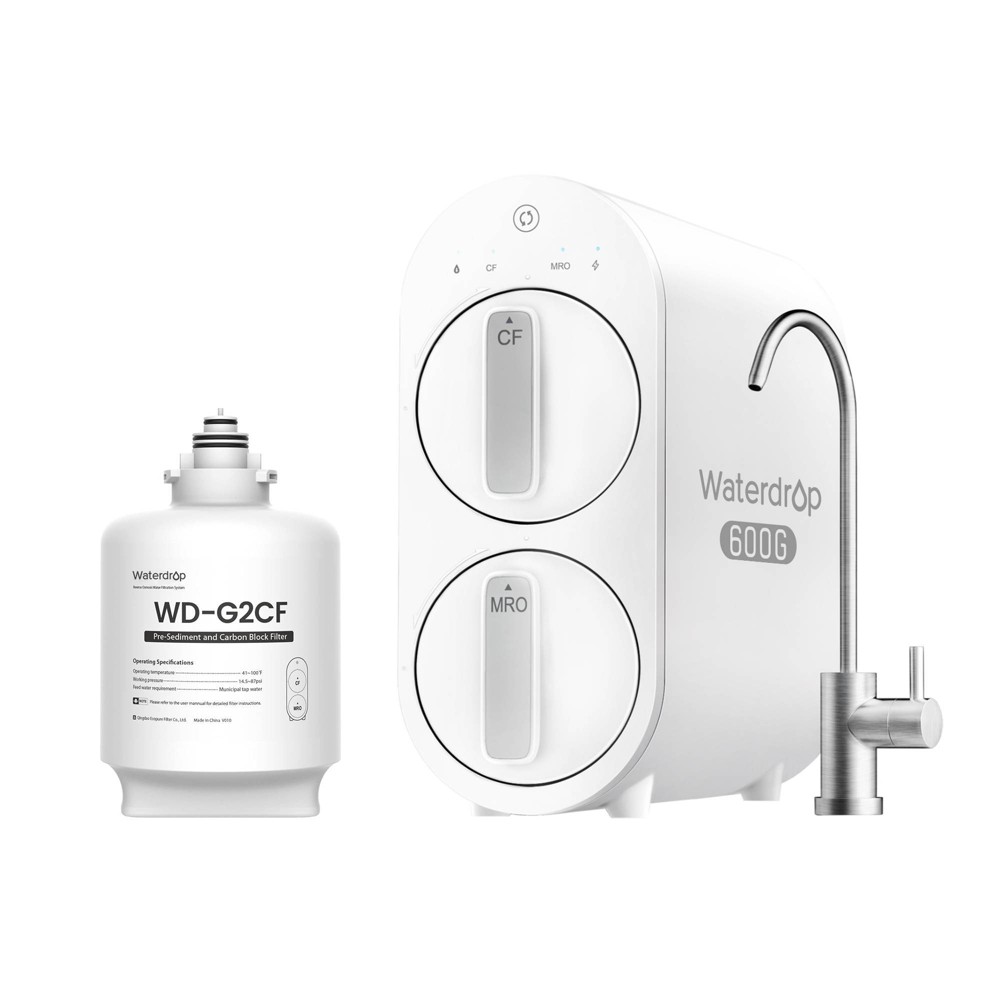 Waterdrop G2P600 Reverse Osmosis System, 600 GPD, 7 Stage Tankless, Under Sink RO System, Extra WD-G2CF Replacement Filter