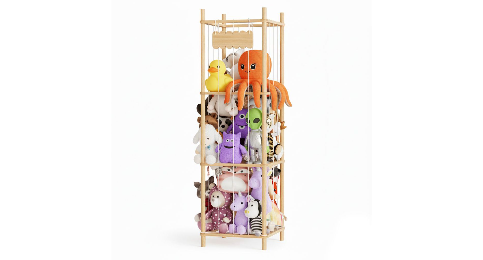 SpaceAid Stuffed Animal Storage Organizer – Wood Toy Zoo Cage, Large Plush Toy Holder for Playroom