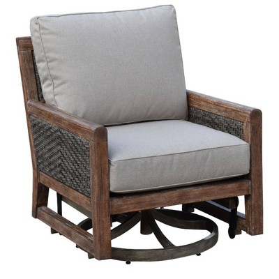 Bermuda FSC Teak Swivel Glider Taupe - Courtyard Casual