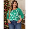 Agnes Orinda Women's Plus Size Round Neck 3/4 Raglan Sleeves Floral Printed Dressy Casual Peasant Tops - 2 of 4