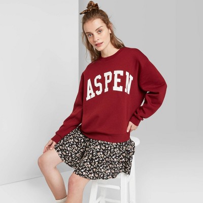 Women s Oversized Crewneck Aspen Graphic Sweatshirt Wild Fable