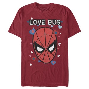 Men's Marvel Spider-Man Candy Heart Love Bug T-Shirt - 1 of 4