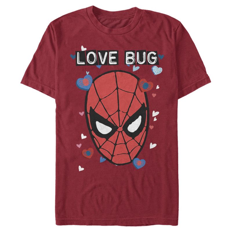 Men's Marvel Spider-Man Candy Heart Love Bug T-Shirt, 1 of 6