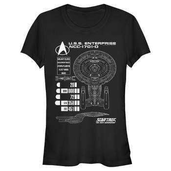 Women's Star Trek: The Next Generation Enterprise Galaxy Class Ncc-1701-d  Schematics T-shirt : Target