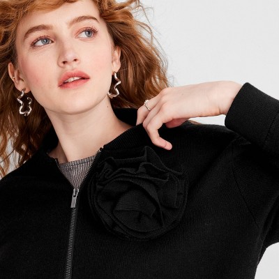 Women's Rosette Sweater Bomber Jacket - Future Collective