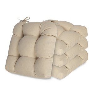 Aoodor 19x19x5 Inch Tufted Outdoor Chair Cushions, Water and Fade Resistant Polyester Dining Chair Pads with Ties for Patio Furniture, Set of 4 - 1 of 4