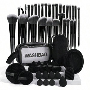 49 Makeup Brush Kit, Multi - Functional Set with Foundation Brush, Black, 49 Set - 1 of 4