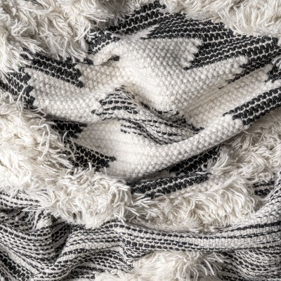 Savannah Gray and Black Wool Square Area Rug with Tassels