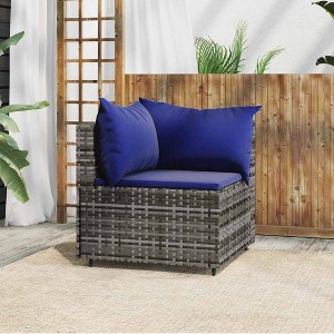 Patio Corner Sofa with Cushions Poly Rattan vidaXL - 1 of 4