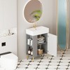 Whisen 21.6" Freestanding Bathroom Vanity with Ceramic Sink with Soft-Close Wave-Pattern Door and Open Left Side Storage - 4 of 4