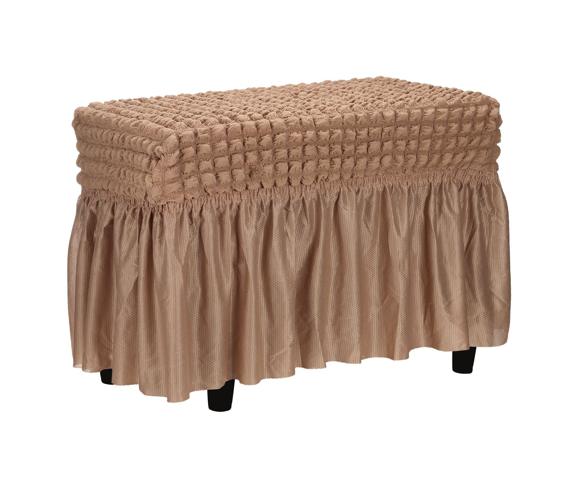Unique Bargains Stretch Scratch-Resistant Bubble Lattice Footstool Cover Fit Length 24"-39" Light Coffee