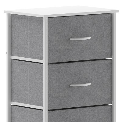Beige Vertical 4-Drawer Storage Dresser with White Frame