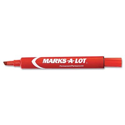 Avery Marks-A-Lot Large Desk-Style Permanent Marker Chisel Tip Red Dozen 08887