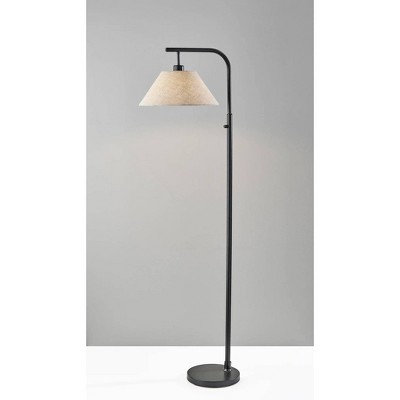 Black Metal Floor Lamp with Light Brown Fabric Shade