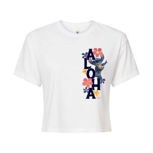 Women's - Lilo and Stitch - Aloha Stitch Cropped Graphic T-Shirt - 1 of 4