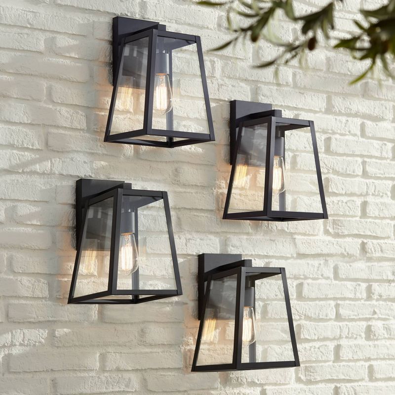 John Timberland Arrington Modern Outdoor Wall Lights Fixtures Set of 4 Mystic Black 13" Clear Glass for Post Exterior Barn Deck House Porch Yard Patio, 2 of 10