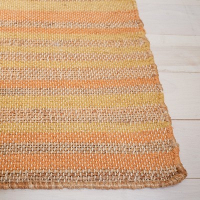 Handwoven Natural and Gold Wool and Cotton 4' x 6' Area Rug