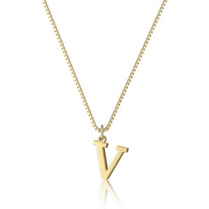 Personalized Initial Choker Gold Plated Dainty Letter Pendant Necklace Gift Gold-V - 1 of 4