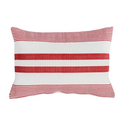 C&F Home 14" x 22" Red & White Stripe Rectangle Cotton Woven Throw Pillow