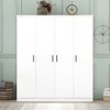 TIRAMISUBEST 4-Door Wardrobe with 1 Storage Drawer and Hanging Rod, Modern Bedroom Armoire Closet with Storage Shelves - 3 of 4