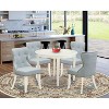 5-Piece Linen White Solid Wood Top - Dining Room Set Seats-4 - 2 of 4