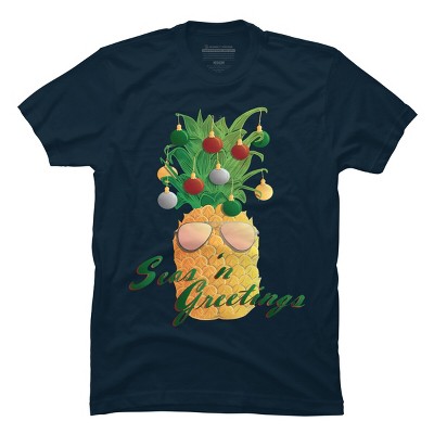 Men's Design By Humans Christmas Pineapple By Desdymona T-Shirt