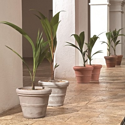 Weathered Terracotta 20" Rolled-Rim Outdoor Planter
