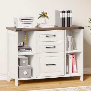 Lateral File Cabinet Fits Files Letter or A4 Size, Wooden Printer Stand, Adjustable Shelf - 1 of 4