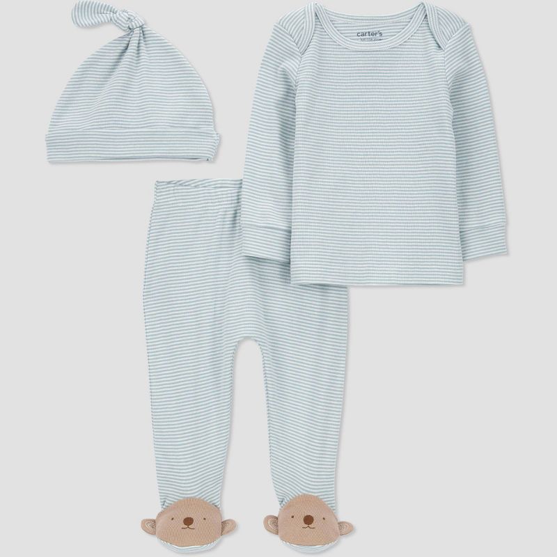 Carter's Just One You® Baby 3pc Koala Footed Cardigan Set - Light Blue, 1 of 6