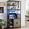 Bar Cabinet with Storage,Glass Holder & LED Lights, Sideboard Cabinet Home Bar for Living Room, Microwave Stand Bakers Rack Cabinets - 3 of 4