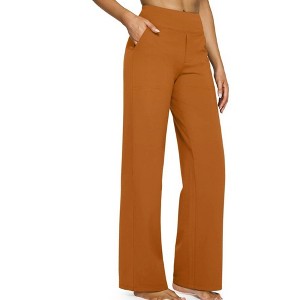 BABYYER Women's Yoga Pants, High-Waist Straight-Leg Work Pants, Wide Leg Casual Sweatpants with Pockets, Breathable and Elastic - 1 of 4