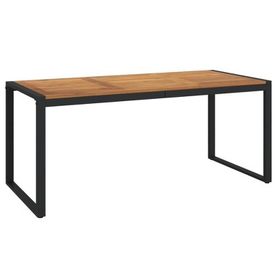 vidaXL Patio Table, with U-shaped Legs 70.9"x35.4"x29.5" Solid Wood Acacia