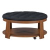 NicBex Modern Large Round Coffee Table with Linen Upholstered Tabletop and Wheels for Living Room - 4 of 4