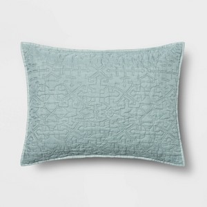 Standard Garment Washed Quilted Pillow Sham Blue - Opalhouse
